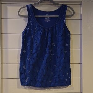 Blue Lace Sleeveless Top